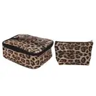 2pcs Leopard Print Makeup Bag Waterproof Multifunction Large Capacity Leopar L2S