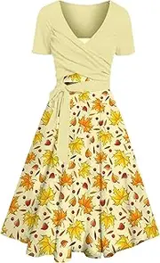 [Generic] Short Wrap Dress for Women Printed Long Dress Interview Outfits