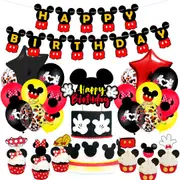 Mickey Minnie Mouse Party Set -Birthday Banner Cake Toppers Balloons -Kids Birthday Party Decorations