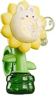 Bubble Machine for Kids, Battery Operated Bubble Maker, Shake Head Flower Toy, Portable Interactive Device, Colorful Lights, Fun Backyard Games for Boys, Girls, Family Use