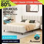 ALFORDSON Bed Frame Queen Double King Single Size Wingback Beige Fabric