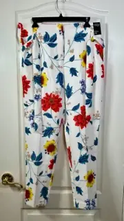 NWT 7th Avenue The Madie Pant 2-Way Stretch Belted Ankle Pants Floral Size 10