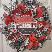 Ladybug Wreath, welcome wreath, home decor, ladybug, summer wreath, gift