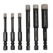 6Pc Black Dry Diamond Drill Bits Set for Ceramic Marble Tile Stone3203