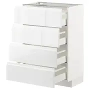 METOD base cab 4 frnts/4 drawers, white Maximera/Voxtorp high-gloss/white, 60x37x80 cm