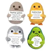 Mini Positive Potato Gifts, 4PCS Cute Crochet Animals Duck Penguins Woll Doll