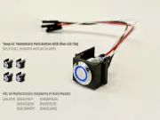 Set of 4x Snap-in momentary push button with blue LED ring