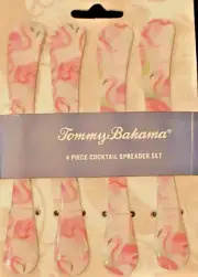 Tommy Bahama Flamingo 4 Pc Cheese Cocktail Spreader Knives Charcuterie Board