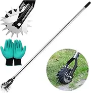 Wheel Rotary Edger, Manual Edger Lawn Tool, [2024 Upgraded] Adjustable Length with Sturdy 4-Section Stainless Steel Lawn Edger Tool, Trimmer Grass Weed Edger for Garden Landscaping Yard - 63 inches