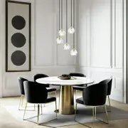 Zaha LED Pendant Light 5Lt w/ Crystal Glass in Antique Gold or Chrome