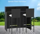 3/5 Pieces Outdoor Bar Table and Chairs Furniture Rattan Garden Patio Dining Set