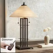 Metro Rustic Mission Accent Table Lamp 23 1/2" High Bronze with Dimmer Bedroom