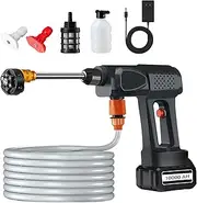 Portable Cordless Pressure Washer with 50 Min Runtime - 600 PSI, 10000mAh Battery, 6-in-1 Nozzle & 17FT Hose for Car/Home/Patio/Fence Cleaning (10000mAh+Toolbox)