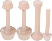 UTHCLO 4pcs Tart Tamper Set: Wooden Double Side Pie Shaping Tool Pastry Dough Portable Pusher Egg Tart Mold Kitchen Bakeware for DIY Pasta Cheesecakes Dessert Baking