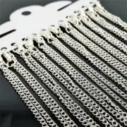 12 or 72 Pieces: 18" Pre-made Silver Plated Curb Necklace Chains - US Seller