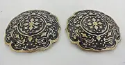 Pair Jeremiah Watt White Bronze Mongol Conchos 2" Screw Back Horse Tack Western