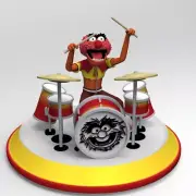 UNPAINTED Muppet Show Animal Drums Diorama 3D Printed Model Kit (BC)
