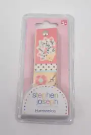 Stephen Joseph Pink & Blue Hedgehog Harmonica Durable Wood 4" x 1" For Kids