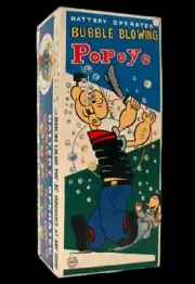 Linemar Battery Operated Bubble Blowing Popeye Or Juggling Popeye Repo Box. Read