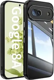 [FINON] Case for Google Pixel 8a Phone Case Shockproof Phone Bumper Cover, Camera Cover, Anti-Scratch Clear Back (Black (Bumper Color), Google Pixel 8a)