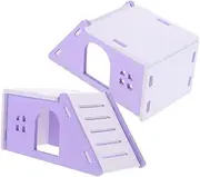 2pcs Hamster Hut Hideout Stylish Squirrel Maze House with Ramp Small Pet Hiding Space for Guinea Pigs Mice Dwarf and Hamsters
