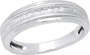 [Dazzlingrock Collection] 0.10 Carat (ctw) Round White Diamond Mens Anniversary Wedding Band 1/10 CT, 10K White Gold