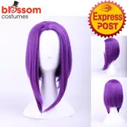 N203 Teen Titans Raven Cosplay Costume Party Bob Wig Short Straight Purple Hair