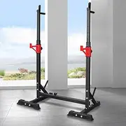 BLACK LORD Adjustable Squat Rack Stand for Barbell Free Bench Press, Multi-Function Rack with Dipping Station for Curl Barbell Strength Training, Gym Rack for Multi-Station Home Gym, Max Load 300 Kg