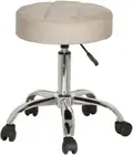 Rolling Stool Back Support Makeup Vanity office Stool Chair Adjustable , cream