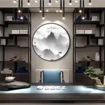 新中式圓形客廳裝飾畫山水禪意玄關掛畫走廊過道茶室書房餐廳壁畫