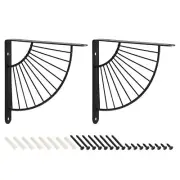 Decorative Shelf Brackets, 2pcs 150mm Industrial Metal Brackets , Black