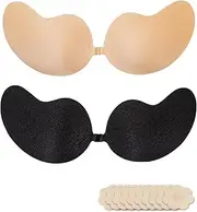 [BOUDYfeu] Adhesive Bra 2 Pairs Sticky Strapless Invisible Push up Bra with Nipple Covers for Backless Dresses