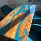 Blue Epoxy Table Top, Epoxy Resin Table, Dining, Center Table, Resin River Decor