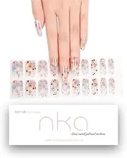 NKA Semi Cured Nail Polish Strips – 20 UV Nail Wrap Stickers – Spring – Long-Lasting Nail Stickers – LED Lamp Curing – Salon Finish, Easy Application