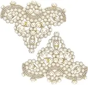 AKOOSY 2Pcs Pearl Applique Patches for DIY Clothing Shoes and Accessories Delicate Repairing Patches for Crafts Tailoring and Home Decor