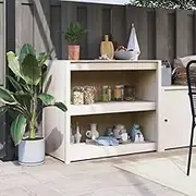 Outdoor Kitchen Cabinet White 106x55x92 cm Solid Wood Pine for Patio with Ample Storage, Modular Design, and Secure Attachment