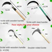Steel Sickle Many Styles Chopping Hatchet Sharp Long Handle Sickle Weeding Tool