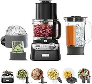 Kenwood MultiPro XL Weigh+ Food Processor FDM72.910BK, Includes 3L Food Mixer Bowl, 1.5L ThermoResist Glass Blender, 13 Processing Tools, Integrated Digital Scales, 1000W, Black