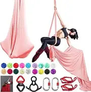 PRIORMAN Aerial Silks Set, Premium Ariel Yoga Hammock 9 Yards Aerial Silk, Low-Stretch Fabric, Yoga Starter Kit for Home, Aerial Rig for All Skill Levels - All Hardware Included