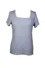 Karen Scott Light Blue Square-Neck Top S