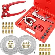 25 ft 3/16 + 1/4 Zinc Coated Alloy Brake Line Kit(Includes 48 Fittings and 8 Unions) with Tube Bender and Double & Single Flaring Tool Kit