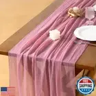 Socomi Cheesecloth Table Runner Mauve Spring Summer Gauze 120 Inch Rustic Boh