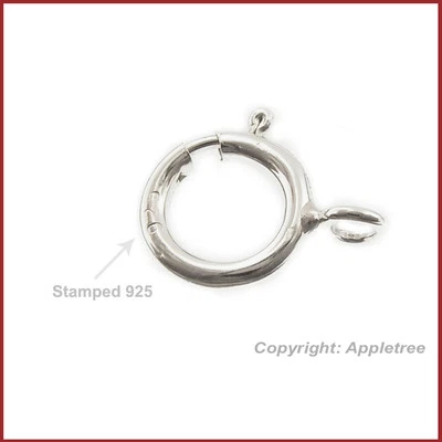 10 Solid Sterling Silver Clasps Spring Ring Clasp 6mm For DIY Necklace Bracelet