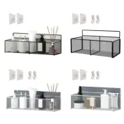 Wall Mounted Storage Basket Metal Mesh Shower Shelf Rack