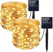 Clearhill 2Pack Solar Fairy Lights,Total 40M/131.2FT 400Led Solar String Lights,Cooper Wire String Lights with 8 Modes,Solar Garden Lights Waterproof for Patio Yard Trees Christmas Wedding Party