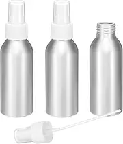 uxcell 3pcs Aluminum Fine Mist Spray Bottles 100ml/3.4oz Metal Small Liquid Alcohol Refillable Travel Container with White Plastic Nozzle Cap for Perfume Skincare Cosmetic Storage Bottle