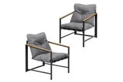 Livsip 2 Piece Outdoor Armchair Lounge Sofa Black