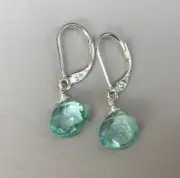 New Sterling Silver Aquamarine Briolette Sundance Charm artisan Jewelry earrings