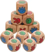 Toddmomy 12pcs Wooden Finger Guessing Game Dices Multi Sided Fun Dice for Interactive Family Play Party Accessory for Gatherings and