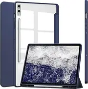 [NINKI] Compatible for Samsung Galaxy Tab S9 2023 Case with Stand,{Pencil Holder,Auto Sleep/Wake} Shockproof Premium Soft TPU PU Leather Clear Back Ultra Slim Bumper Case for Samsung Tab S9 11 Case Blue